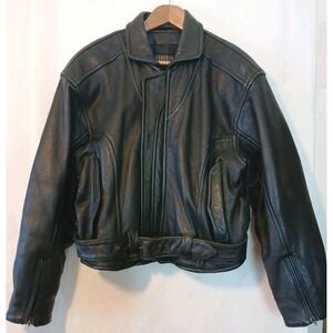 Robert Comstock Endurance Neiman Marcus Y2K Biker Leather Jacket Mens 42 Black